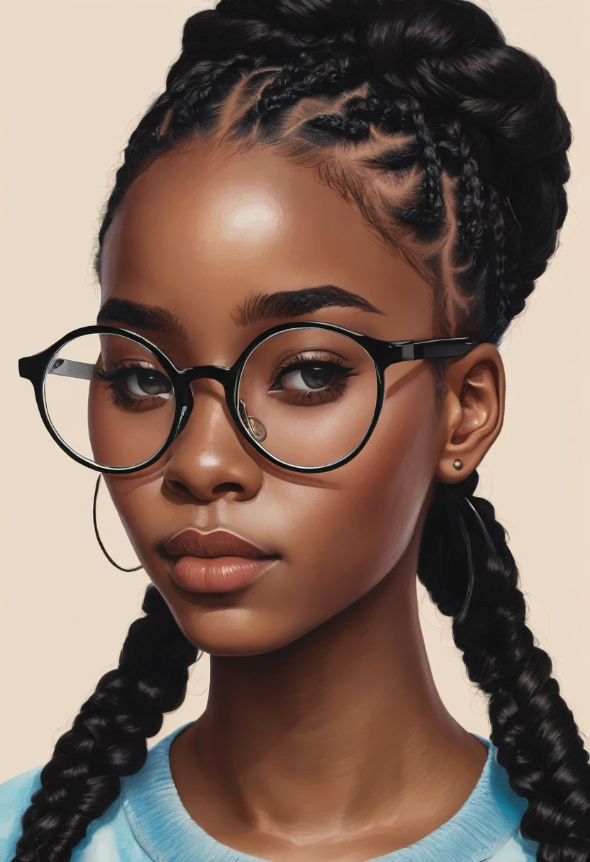 black girl wearing braids and round glasses