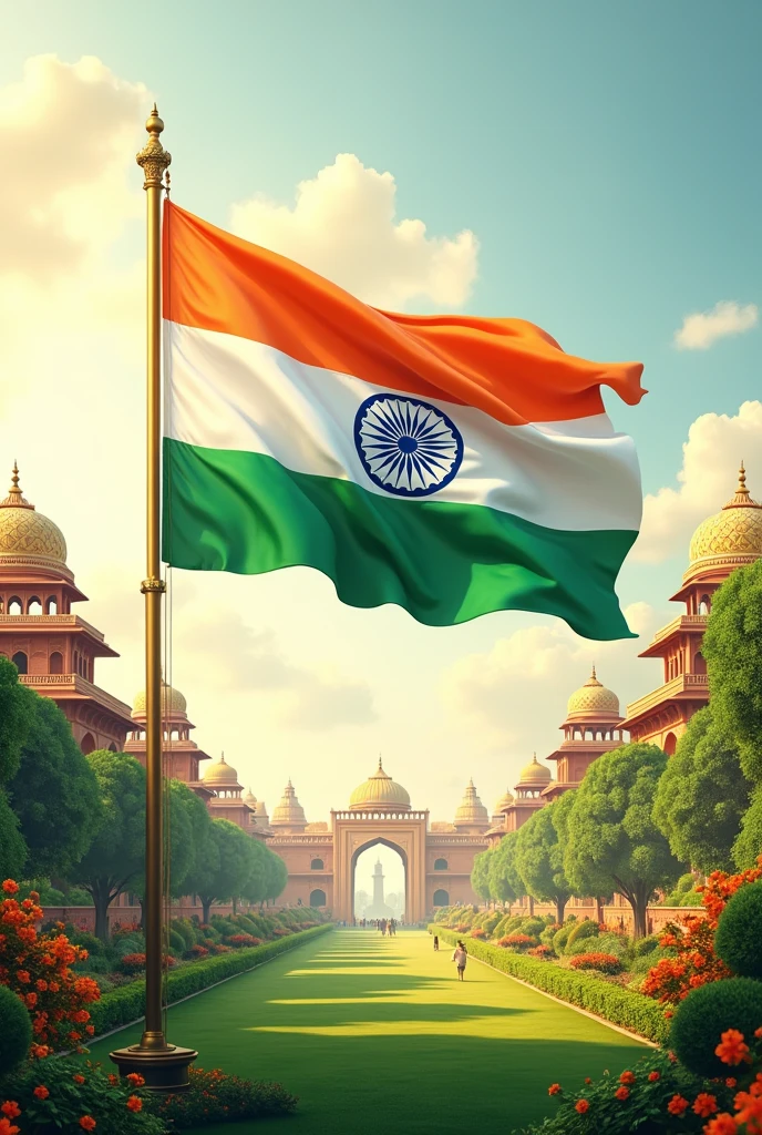 Create a image for India Independence Day with wishes text