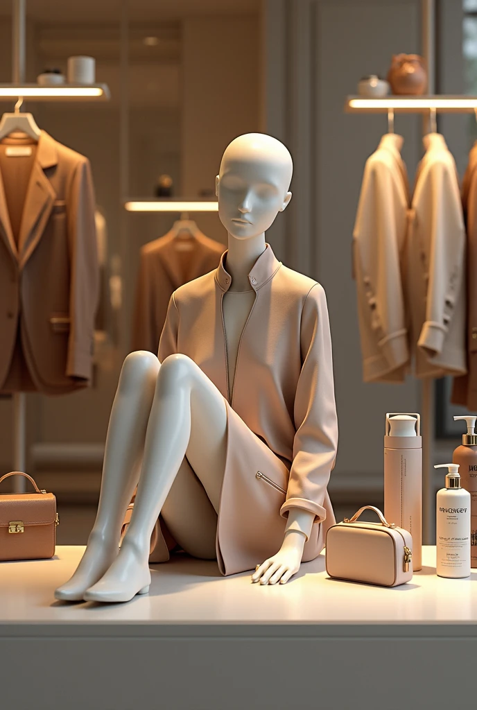 Sitting mannequin selling products