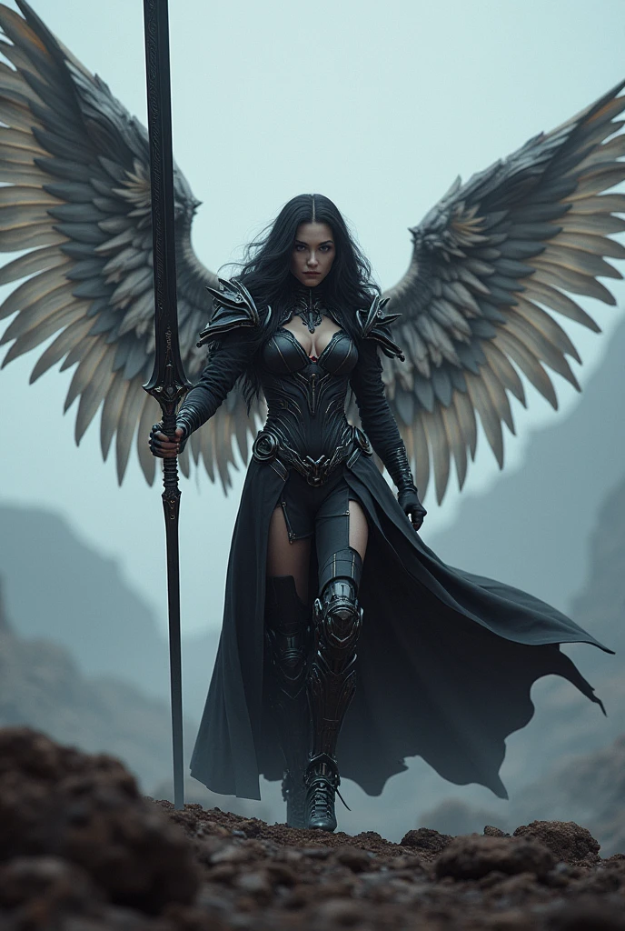 leader of archangel lucifer,war effect,REAL - style image of a woman with a dark sword in a field, cyberpunk art inspired by Leng Mei, cgsociety contest winner, fantasy art, beautiful Mistresses angel girl, angel knight girl, as a mystical valkyrie, battle angel, angel in sexy bondage garter strap, mechanized valkyrie girl, unreal engine 4k wallpaper, wraith from apex legends, epic divine angel  wings