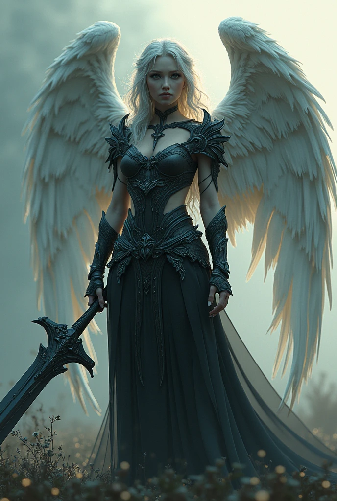 morning star archangel master lucifer,REAL - style image of a woman with a dark sword in a field, cyberpunk art inspired by Leng Mei, cgsociety contest winner, fantasy art, beautiful Mistresses angel girl, angel knight girl, as a mystical valkyrie, battle angel, angel in sexy bondage garter strap, mechanized valkyrie girl, unreal engine 4k wallpaper, wraith from apex legends, epic divine angel wings