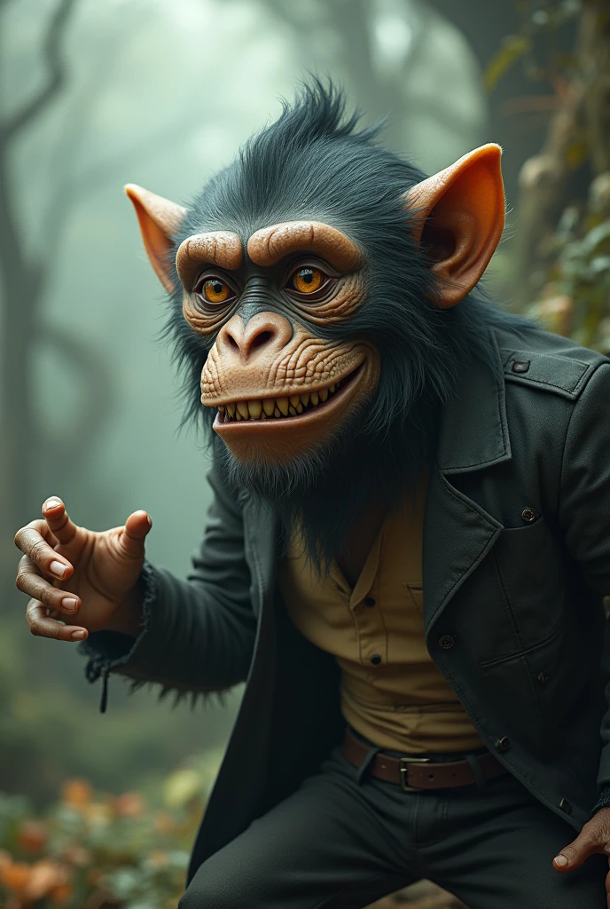 A man with monkey face