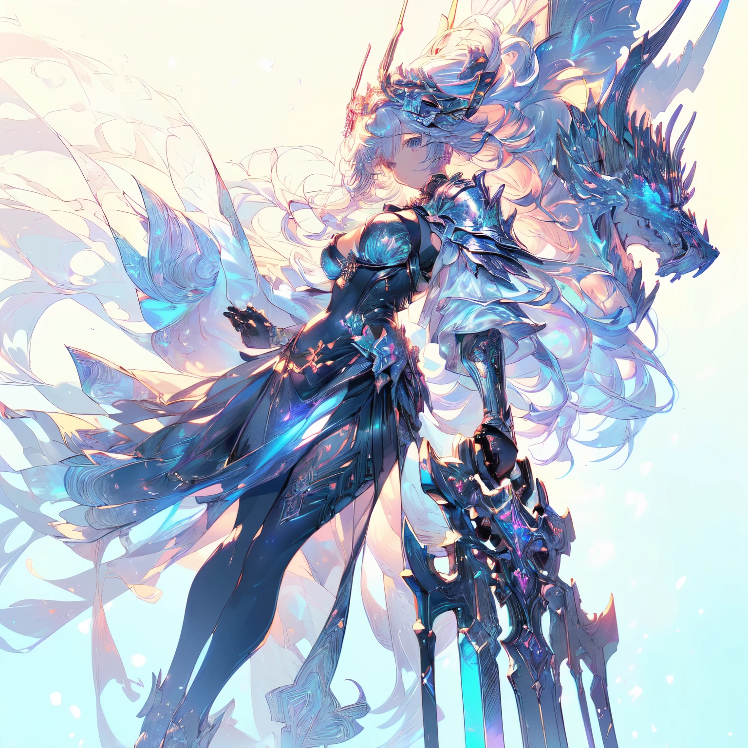 Holding a huge, large sword, Special Effects, VFX, Rendering of heavy fantasy armor, HD Art, {extremely detailed 16k CG unit wallpaper}, expansive landscape photography, (a view from below with focus on character and setting ), (wide open field view), (low angle shot), (high light: 1.2), (low light: 1.7), (warm light source: 1.2), complex details, (iridescent colors: 1.5), (bright lighting), (atmospheric lighting), ((高精度呈现每一个detail)Extremely accurate depiction)[high resolution],pixiv, Digital Art on Pixiv, Popular on Pixiv, In Pixiv, Top rated on Pixiv, Anime fantasy illustration, Anime Fantasy Artwork, (Detailed illustrations,Very beautiful and detailed drawing,Delicate lines and rhythm,Real texture expression),[Painted main line] (best quality:1.2, Very detailed, up-to-date, Energetic, 超high resolution, High contrast, Very detailed, masterpiece:1.2, best quality, Best aesthetics), Beautiful female breasts, (Large Breasts), Delicate skin texture, detail