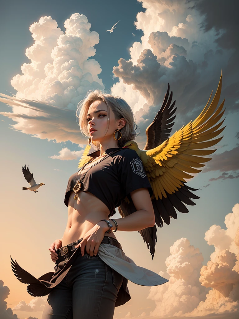 score_9,score_8_up,score_7_up,(masterpiece:1.2),(bestquality:1.2),

jewelry,earrings,

 a painting of a flying bird in the sky with a person next to it, sky, cloud, gray hair, yellow eyes, art