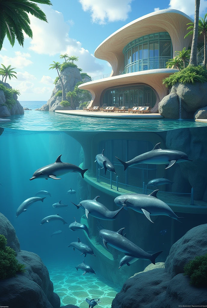 building with real dolphins