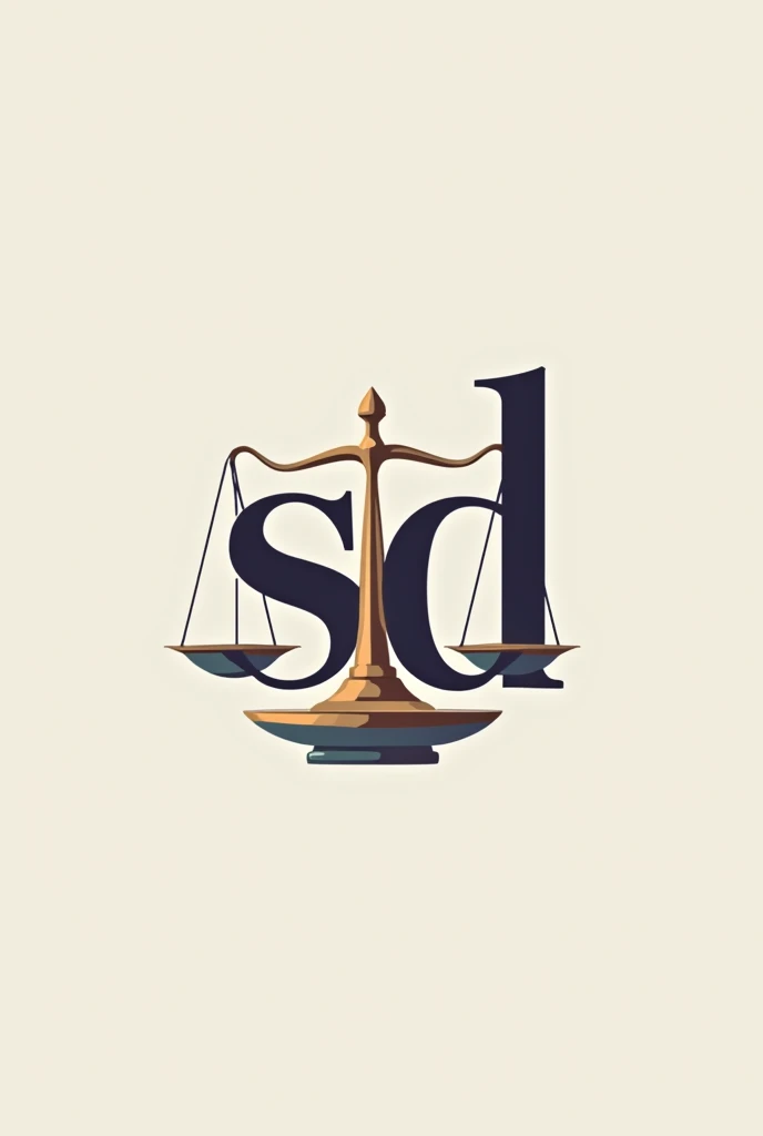 Create a Logo with the initials "sd" and a scale symbolizing JUSTICE, use elegant and captivating colors.