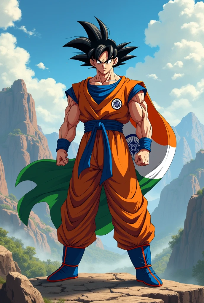 Goku with the Indian flag
