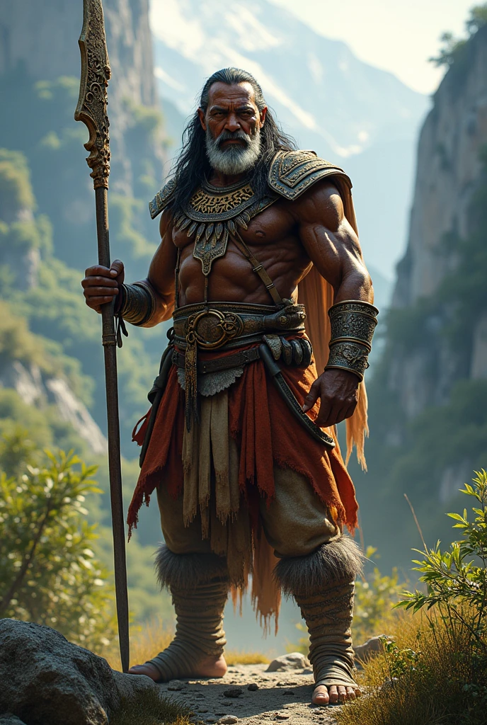 A ancient Indian warriors holding a in flage