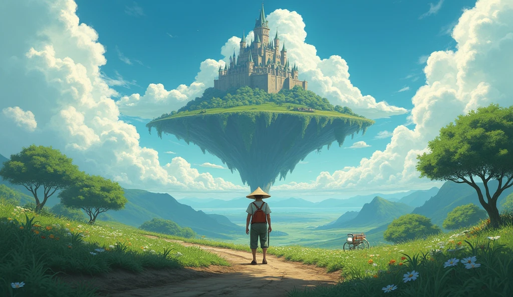She was just a simple farm worker.. She lives in difficult times., These are the dark times.. , World of madness, Floating Island, Castle of Clouds, (Highest quality:1.3), (High resolution:1), (detailed:1.3), (can&#39;t believe it:1.3), (perfection:1.3), (Impeccable:1.3), (volume member art:0), (figure:1.3), Studio Ghibli