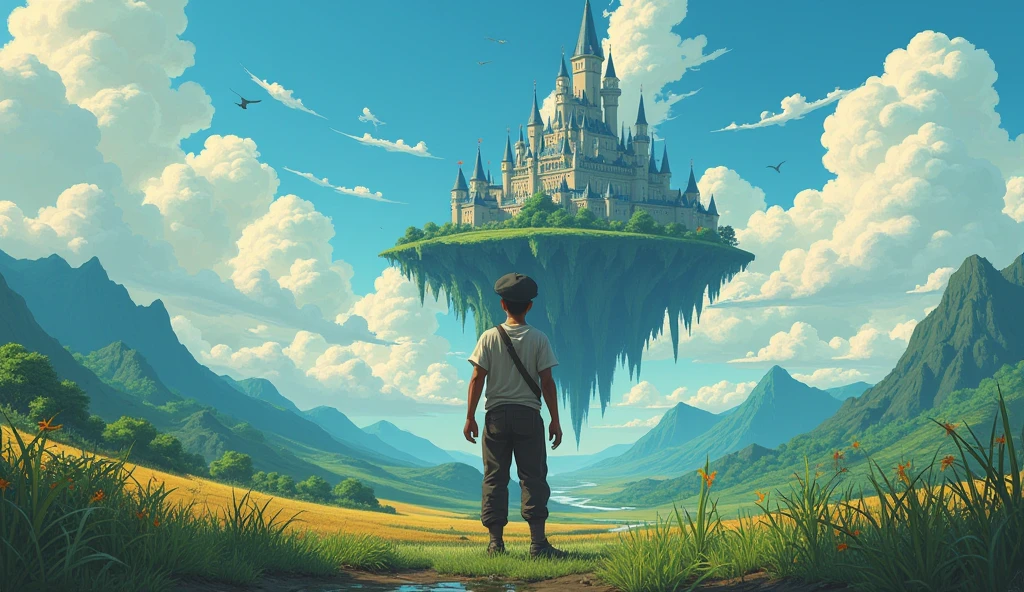She was just a simple farm worker.. She lives in difficult times., These are the dark times.. , World of madness, Floating Island, Castle of Clouds, (Highest quality:1.3), (High resolution:1), (detailed:1.3), (can't believe it:1.3), (perfection:1.3), (Impeccable:1.3), (volume member art:0), (figure:1.3), Studio Ghibli