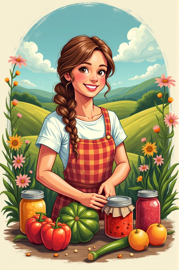 Creat a t-shirt design [ canning girl with jar]