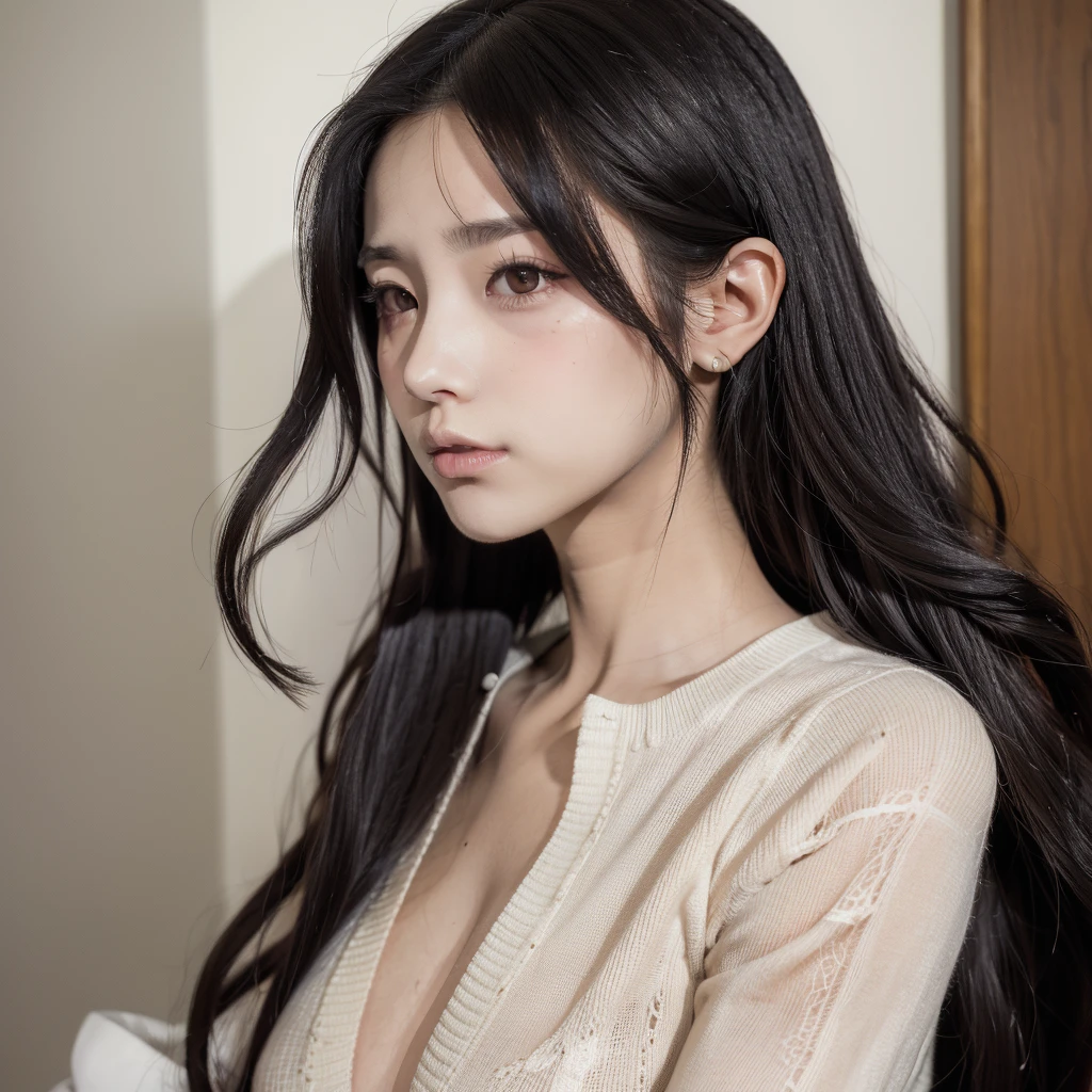 masterpiece, best quality, {best quality}, {{masterpiece}}, {high resolution}, Key Points, Anime style, Cartoon closeup of a lady, Girls Design, portrait, Gisha, Anime Character, Long hair, Black Hair, Direct vision, Hair covers the ears, Delicate and powerful appearance, Dissonance, High target, freckle, hapiness, clothing, rich and colorful, color