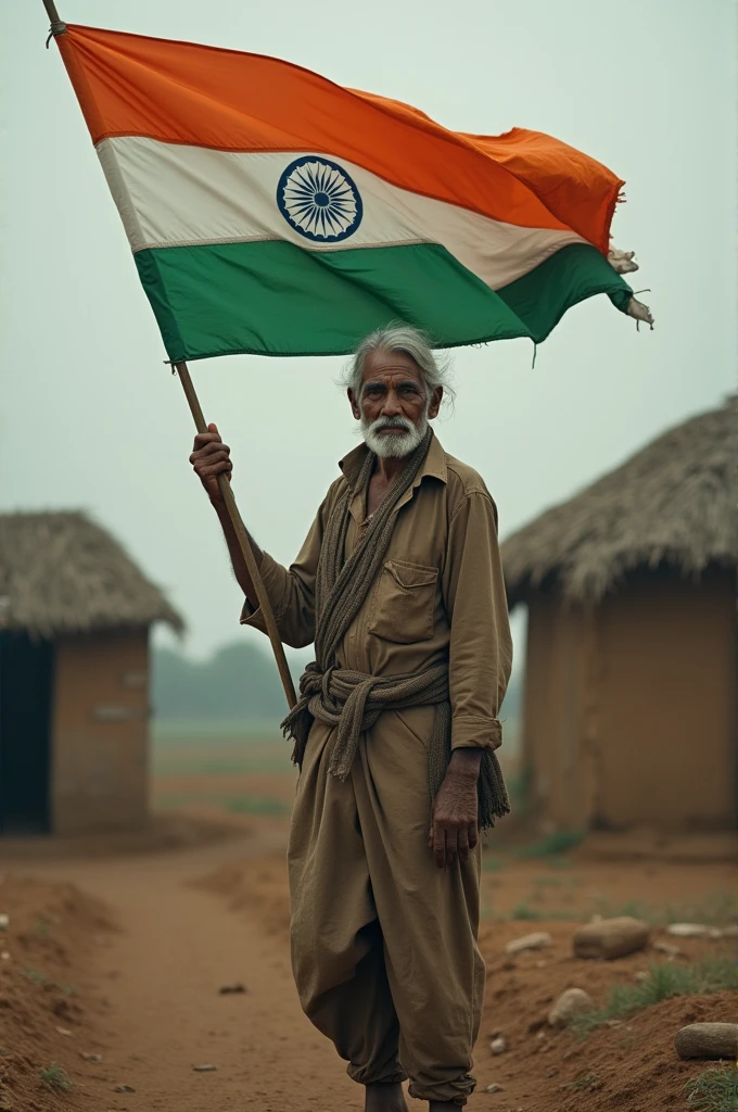 indian flag india farmer poor man