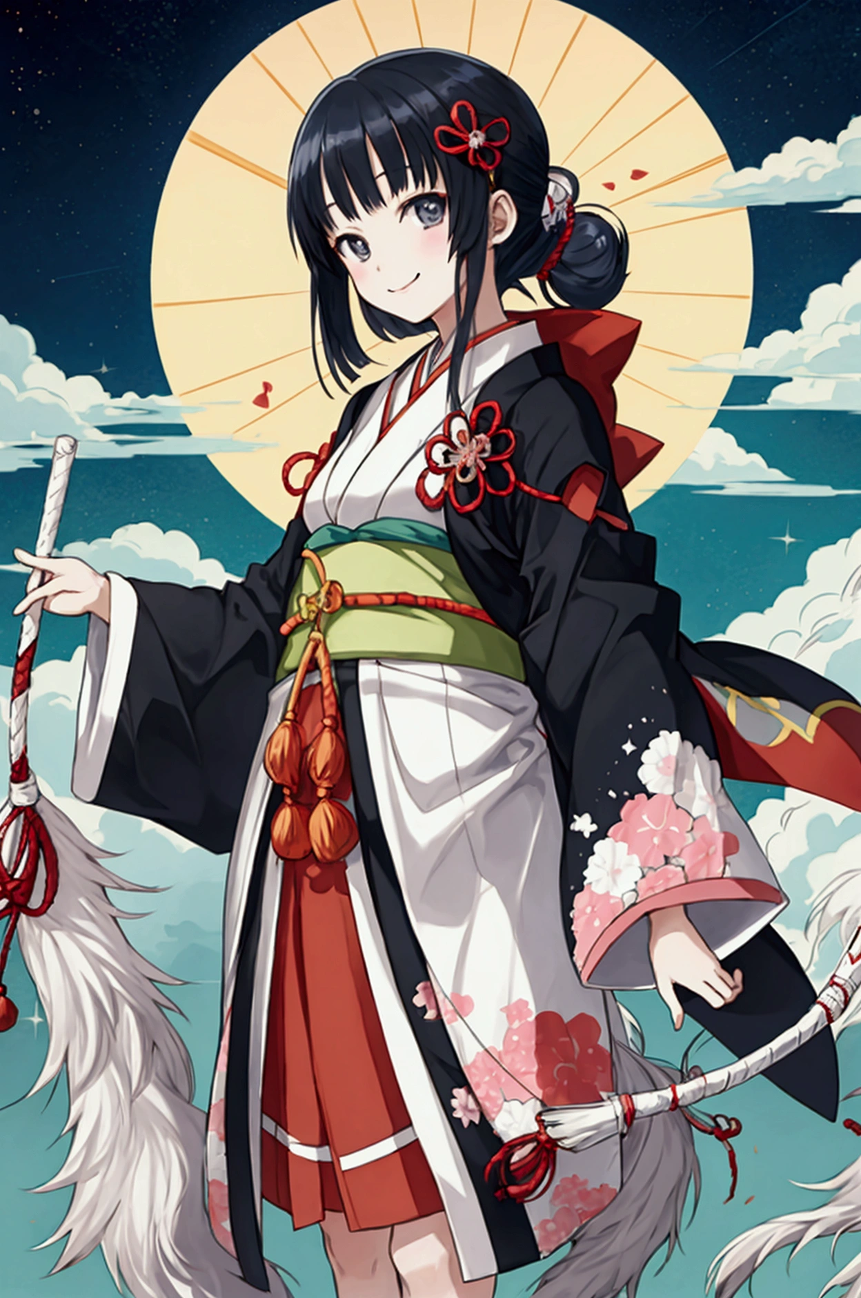 Japanese style Anime Girl Long law quilt smile Are standing