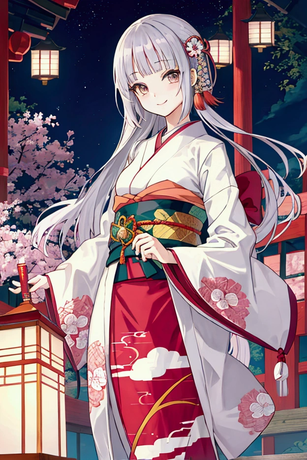 Japanese style Anime Girl Long law quilt smile Are standing