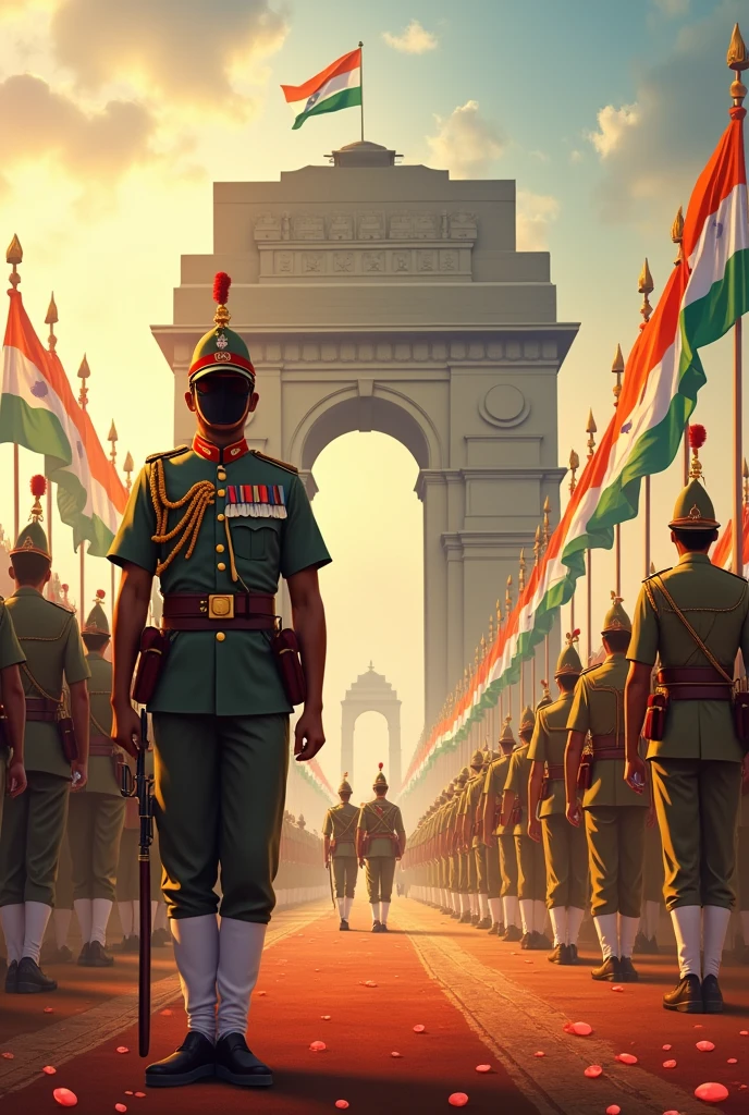 78 independence day of India with army and national icon of indai