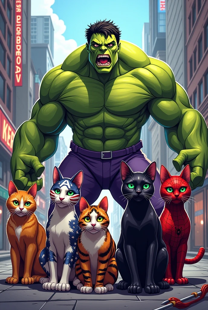 Make the Incredible Hulk, Iron Man, captain America, black panther, Spider man, Wonder Woman, Hawk, archerqueen, joker, and others if they were cats
Make everyone separately, making it possible to see the details that refer to each character