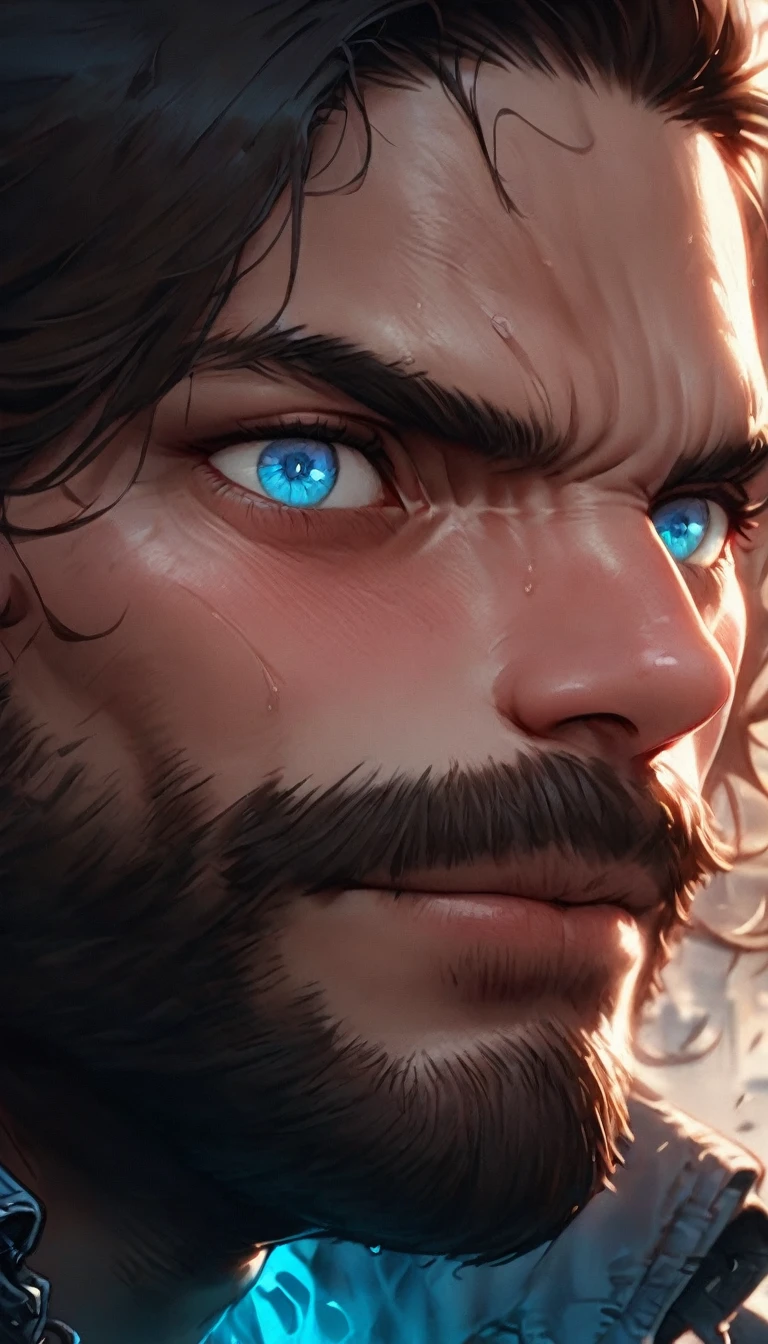 best quality,4k,8k,highres,masterpiece:1.2),ultra-detailed, extremely detailed eyes, extremely detailed body, (large masterpiece digital art), (detailed manga illustration), (detailed line art), ((perfect anatomy)), (intricate details:1.3), (ultra-detailed:1.3), (illustration:1.3), (sharp focus:1.3), (natural lighting:1.05), (vivid colors:1.3), (masterpiece), (best quality:1.4), (perfect anatomy:1.4), high quality, expressive eyes, full body, detailed face, beautiful face, perfect face, (((1boy))), angry, (((male focus))), muscular, detailed messy hair, long hair, brown hair, blue eyes, t-shirt, jean pants, sneakers, cinematic lighting, dramatic atmosphere, Atey Ghailan, Jeremy Mann, Greg Manchess, Antonio Moro, trend in ArtStation, trend in CGSociety, Intricate, High Detail, Sharp focus, dramatic and photorealistic painting art by Midjourney and Greg Rutkowski, Jeff Bridges, ((cartoon style)), Marvel Cinematic Universe style, (((ruined city in the background))),