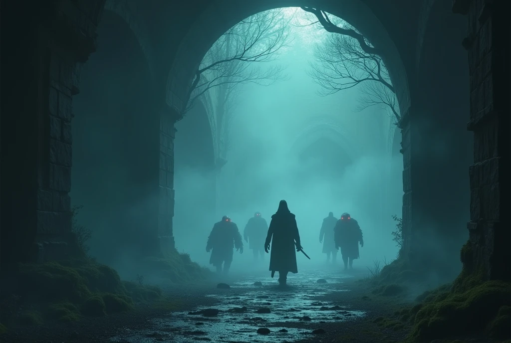Mysterious Fog, Several monsters through the fog, Inside the dungeon of a fantasy RPG