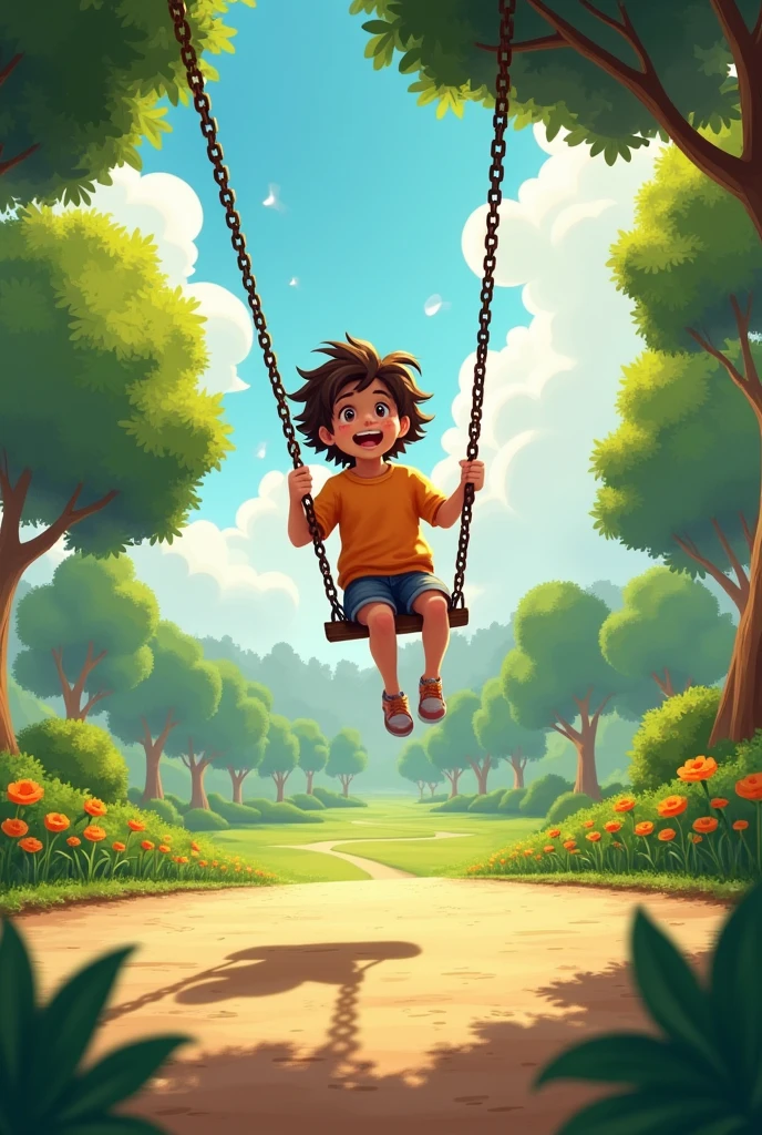 Someone swinging in a park