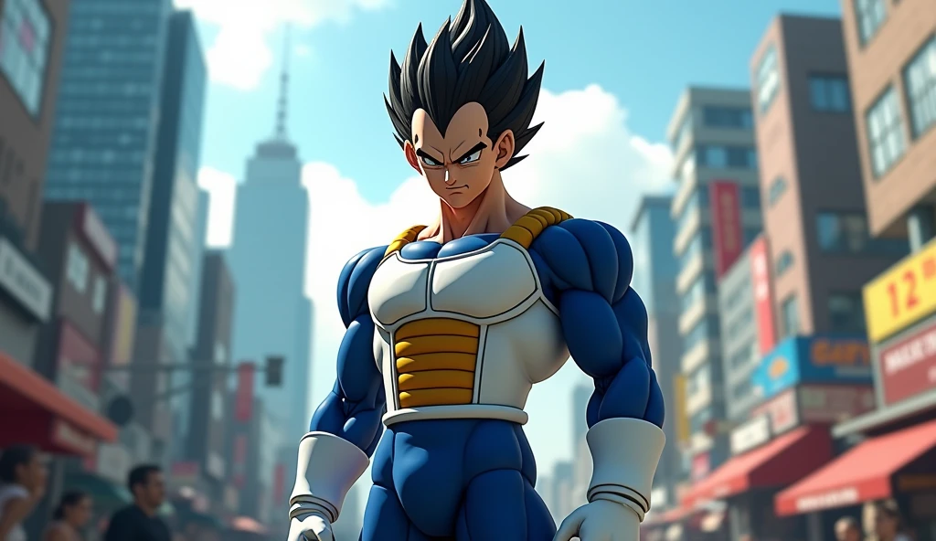 create normal Vegeta with face Keanu Reeves city