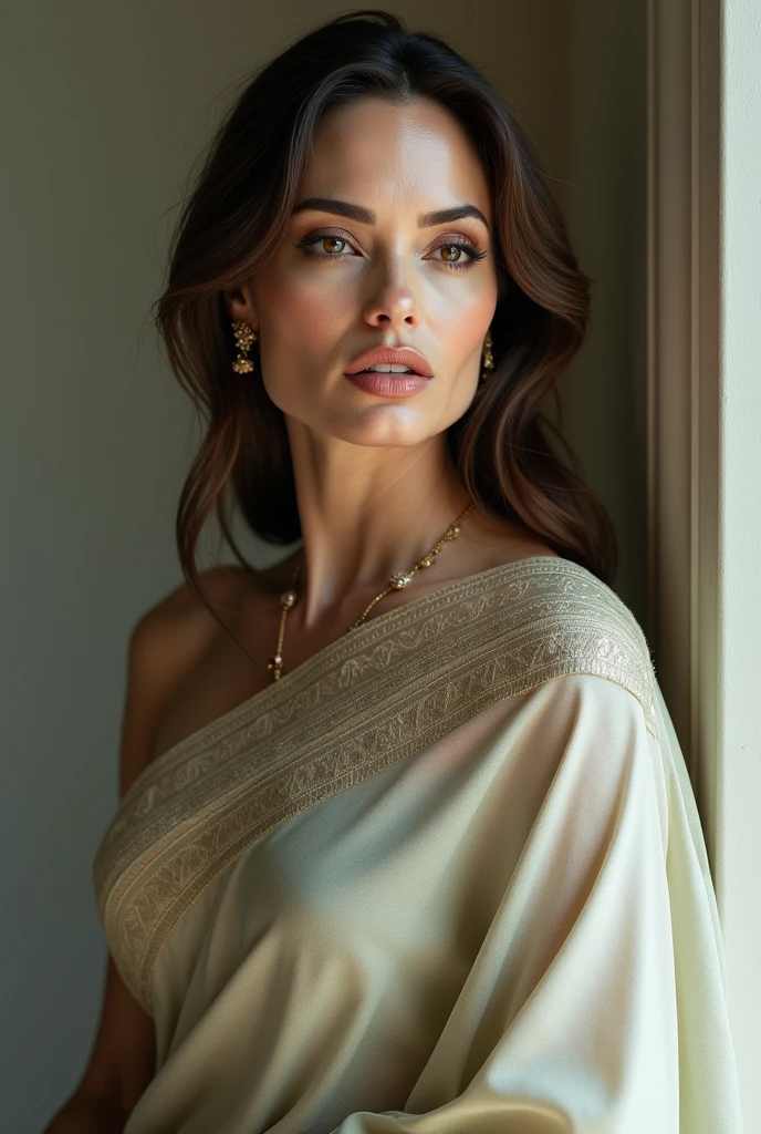 Angelina Jolie in loosen saree with blouse