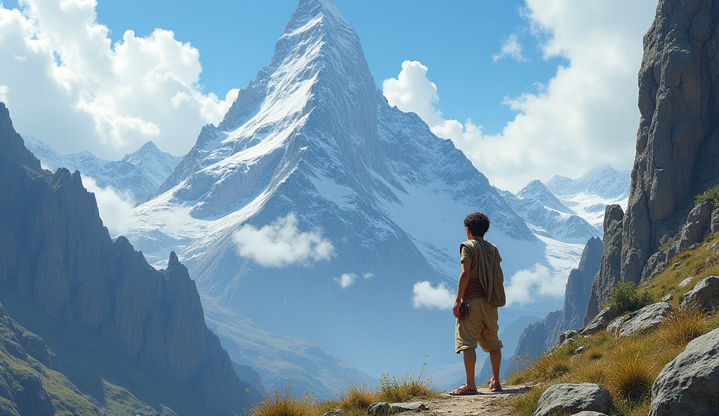 In 1200bc A boy watching mountain his age will be 18years 