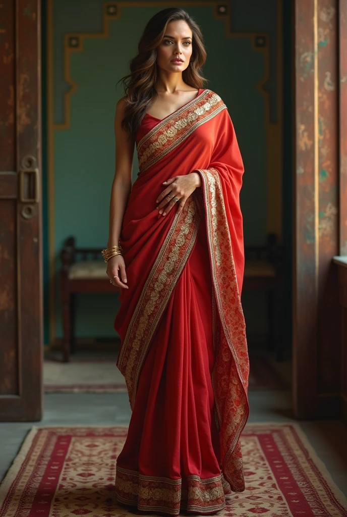 Angelina Jolie full body in saree without blouse 