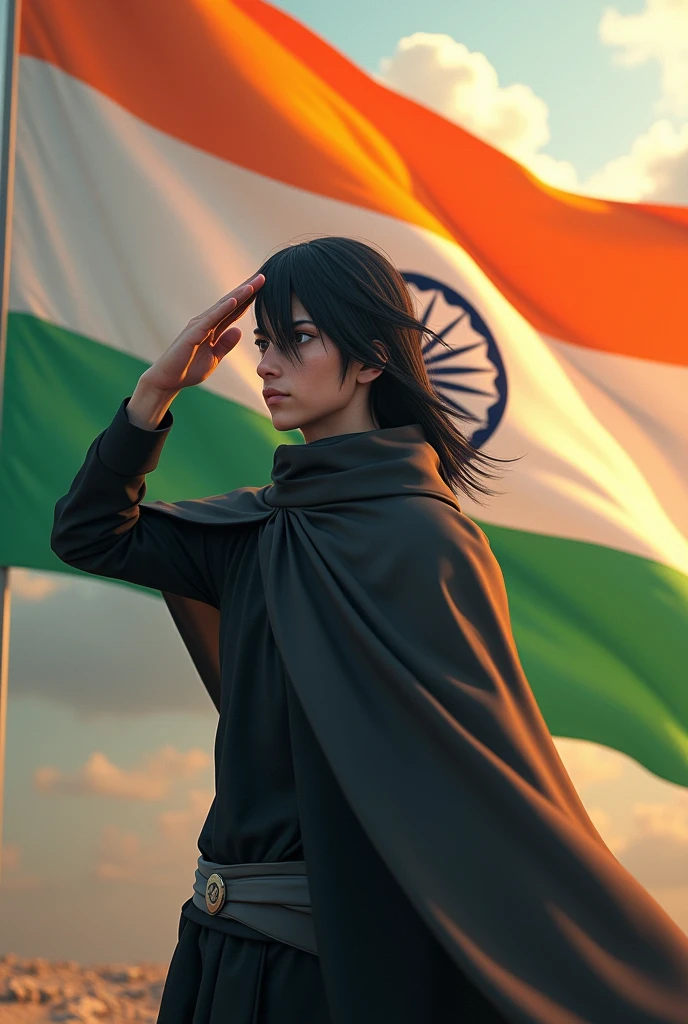 Itachi uchiha salutes Indian flag