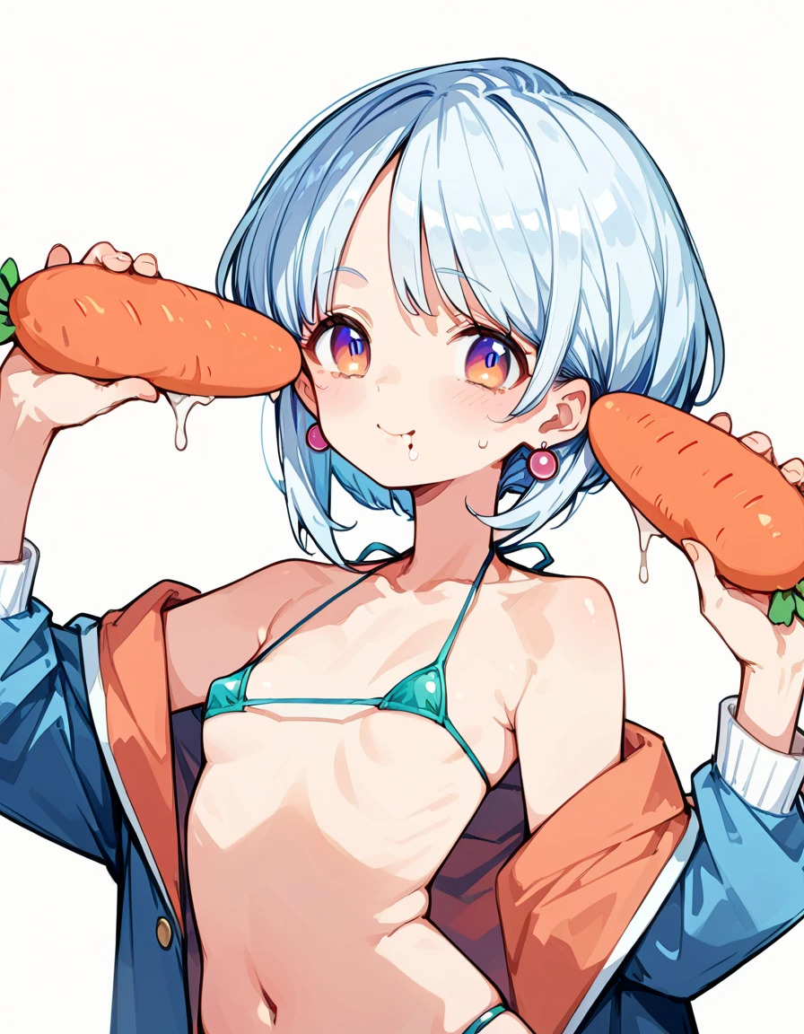 (masterpiece, Highest quality: 1.2),(Used Pekora:1.8),(Usada Pekora:1.6),a lot of saliva ,Eating carrots,Earrings,(small breast:1.6),(small breast:1.6),(mature woman:1.8),(30 old years:1.6)
,(micro bikini:1.6)