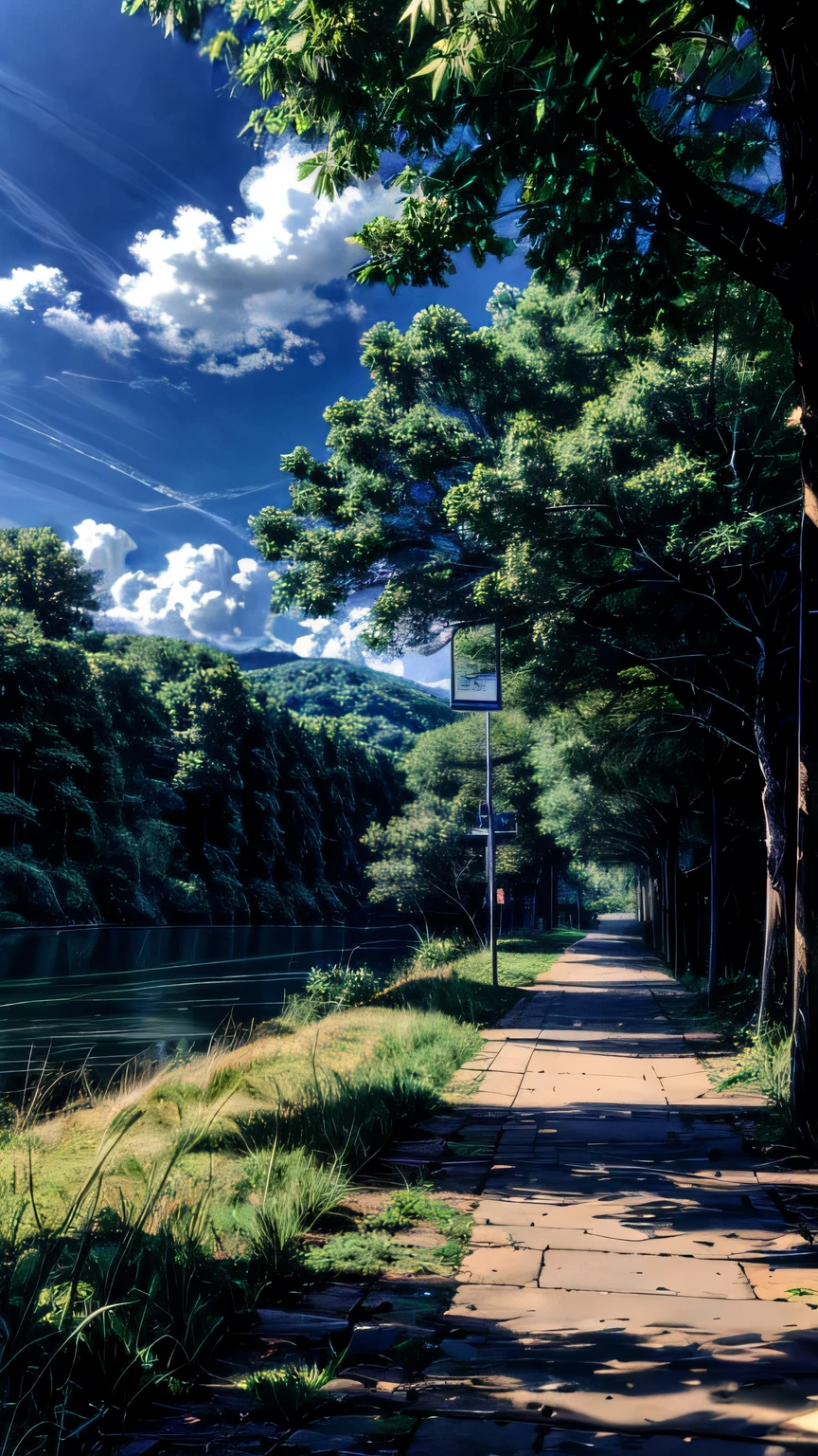 high resolution,High definition,high quality,landscape,realistic,Blue sky,along the river,Walking trail