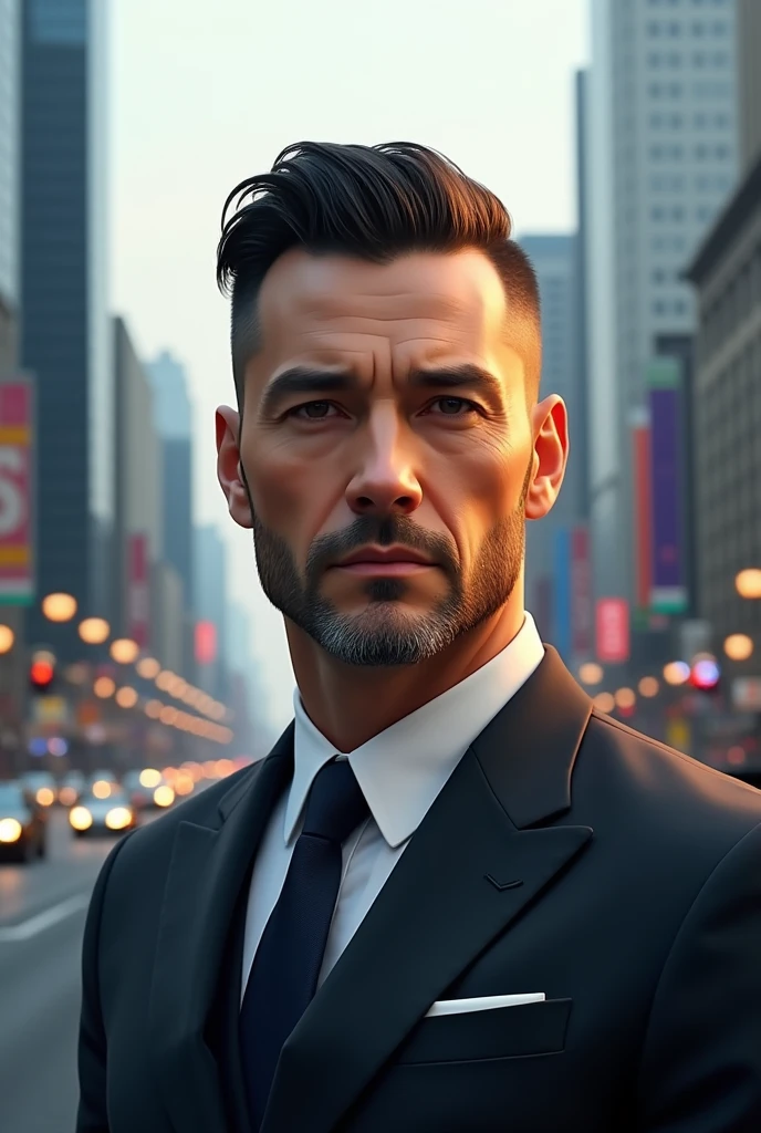 A man with no facial hair