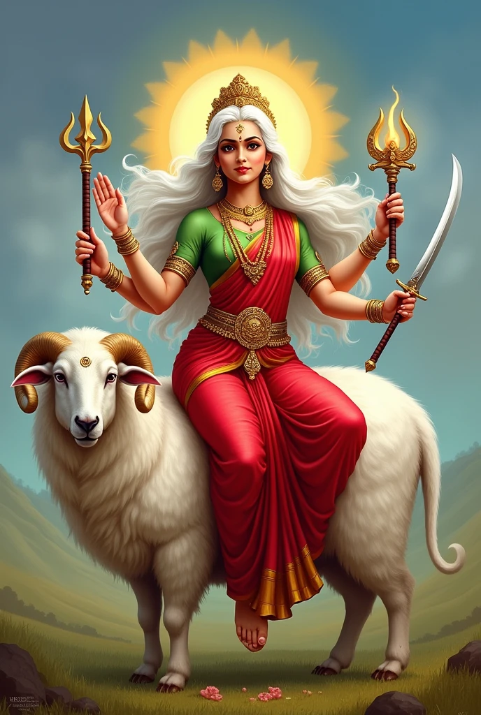 શ્રી ગેલ માતાજી એક સફેદ ચિંગડા વાળા ઘેટાં પર બેઠેલા હોય છે અને શ્રી ગેલ માતાજી એ લાલ રંગ ની સાડી પહેરી હોય છે અને તેનું બ્લાઉઝ લીલા રંગનું હોય છે અને એક હાથે આશીર્વાદ આપતા હોય છે અને બીજા હાથે ત્રીશુલ હોય છે અને બીજા હાથે તલવાર પકડી હોય છે અને બીજા હાથે ચક્ર પકડ્યું હોય છે