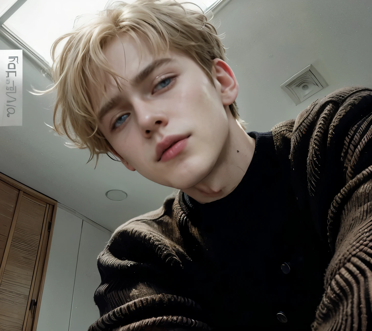 handsome male ,upper body portrait, sweater, young, 22 years, detailed short hair，white skin, blonde hair, smile, face，handsome boys，realistic photo, hyperdetailed, ((blonde hair man)), (aqua eyes), handsome man, the, hyperrealistic, tumblr, epic, smooth and pale skin, background, background with bokeh effect, blond hair, solid circle eyes, ccurate, hyperrealism, Surrealism, drop shadow, 8k, super detail, best quality, UHD, masterpiece, anatomically correct, UHD, masterpiece, anatomically correct, textured skin, super detail, high details, high quality, 16k, 1080P, 4K, 8k, straight hair, , Realism, pretty, perfect eyes 