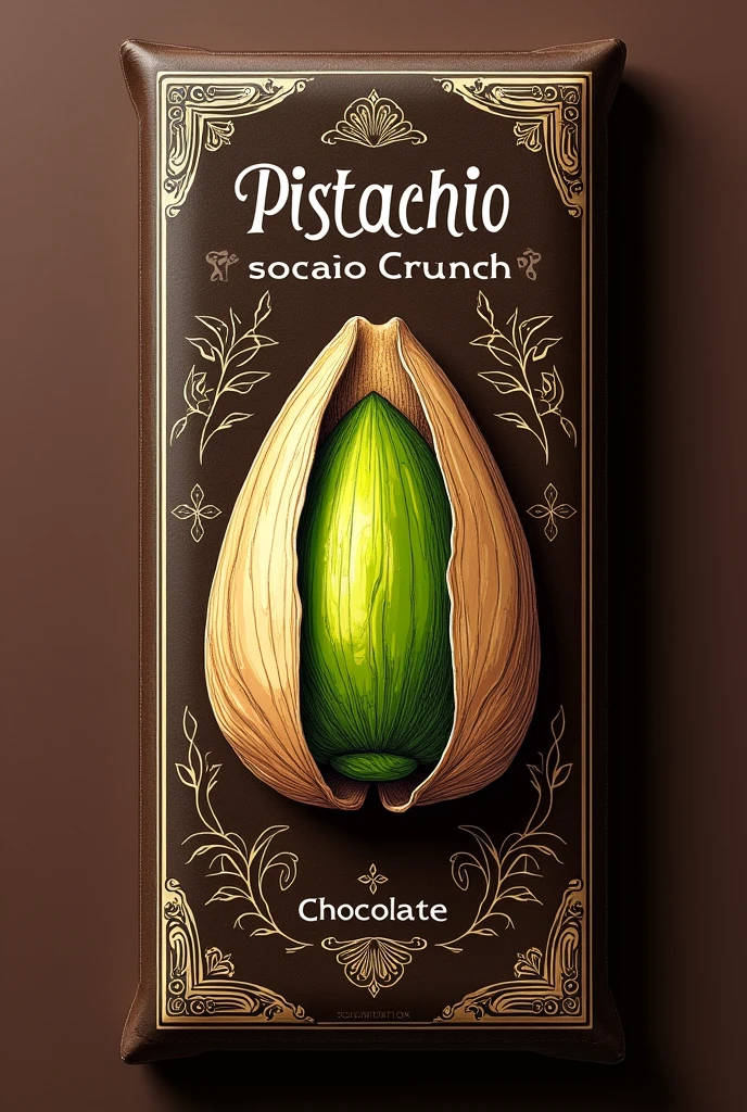 Chocolate wrapper for pistachio crunch chocolate bar