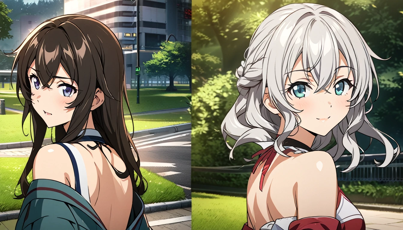 (masterpiece, best quality, hi res:1.2), 1girl, (solo:1.2), pklacey, detailed skin, street, park, trees, grass, backlessclothes, backless dress, close-up portrait of an anime heroine full of confidence and mischief of the background of character selection of a group of anime girls with eyes of different colors, kantai collection style, full body, kantai collection gallery, arte oficialwork, carril, arte oficial, chicas de primera linea style, clear and sharp rpg portrait, character selection portrait, Also, 8K!!, Ilustraciones oficiales del anime., chicas de primera linea cg, finos detalles. (best quality:1.5, highres, UHD, 4K, detailed lighting, shaders), Rsndom color and wavy hair,