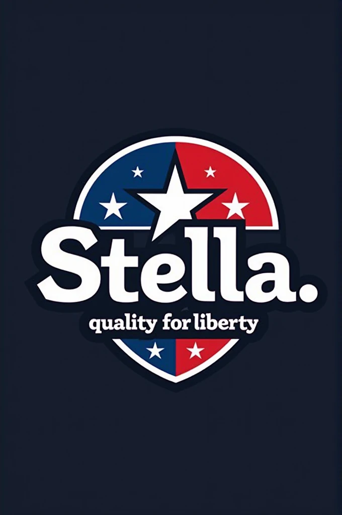 “Stella Inc.” - company logo, weapon manufacturer, american, red, blue and white, stars, “quality for liberty” slogan