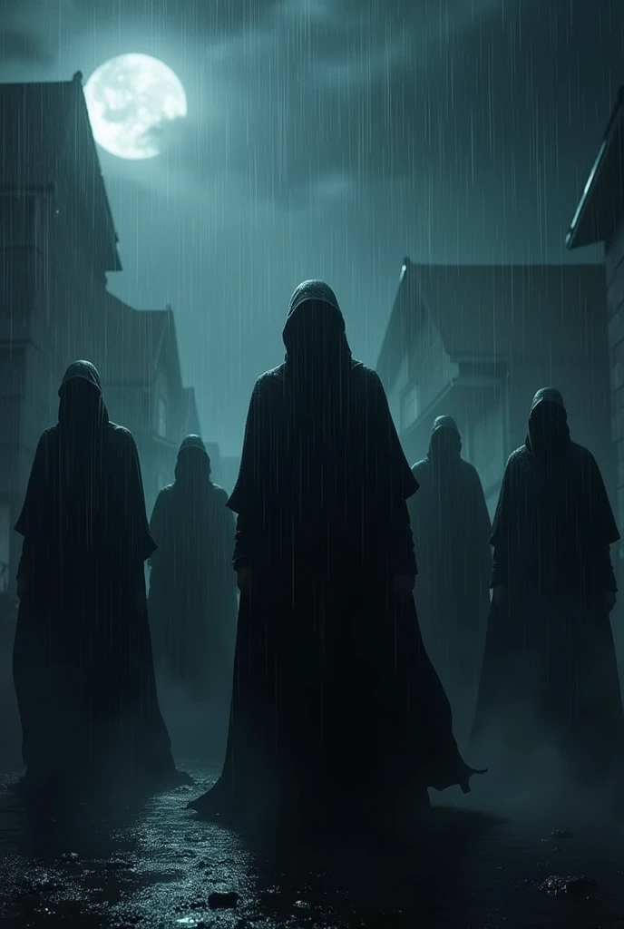 create an image that says *The FregonKlan came. It was a dark night, and it was raining.