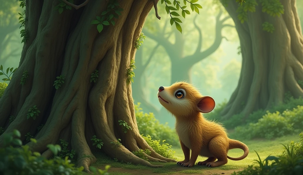 However, when he tried to climb the tree, it was all too clear that he could not do it because he had neither wings nor claws and could not hop.