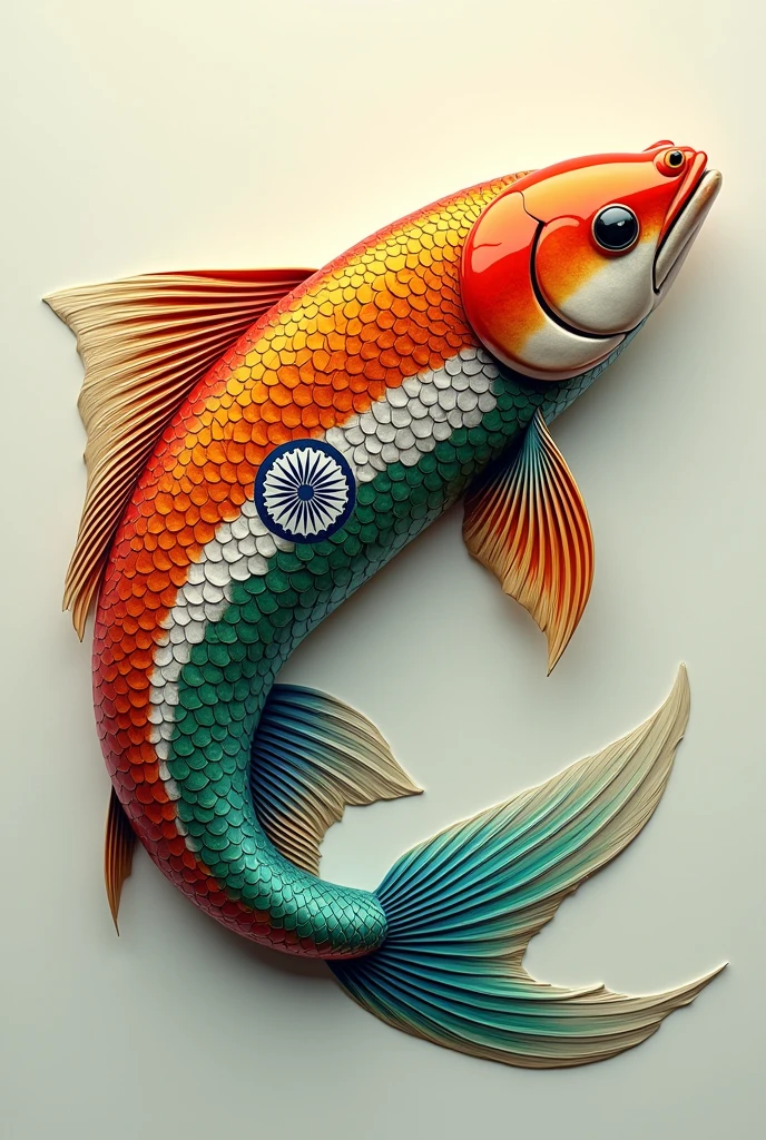 Arowana 
fish ingraved with Indian flag 