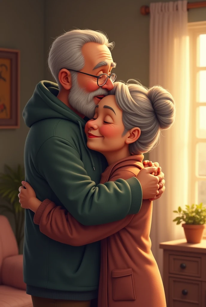 An uncle hugging his wife
