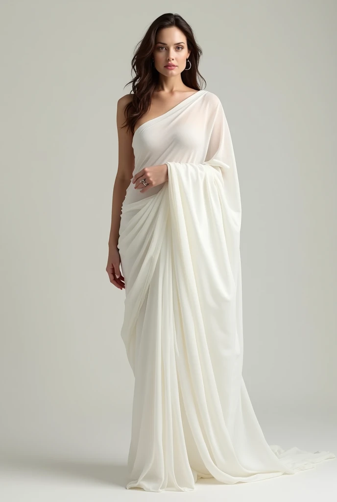 Angelina Jolie full body in Cotton White Saree
Without blouse 