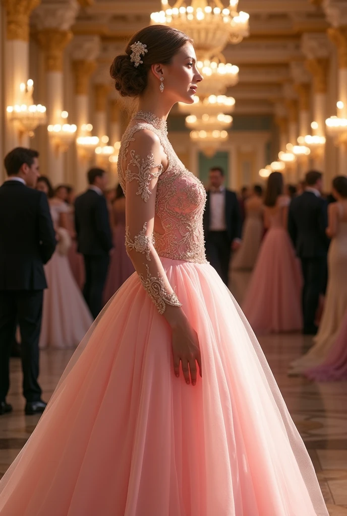 elegant light pink ball gown fit for a beauty queen