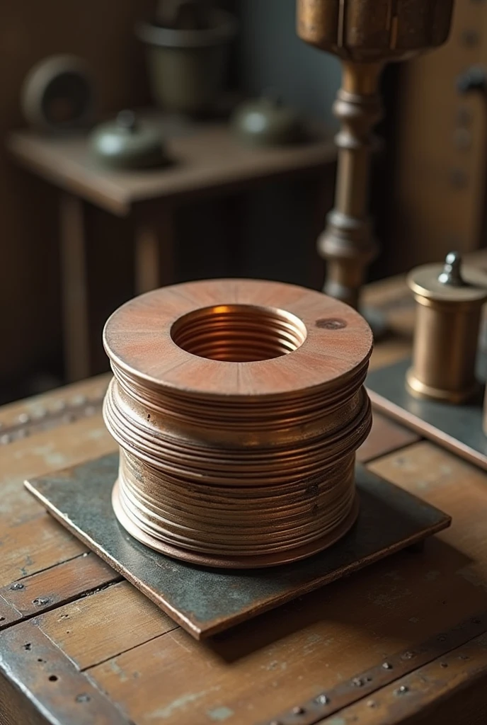 This device consists of a stack of alternating copper and zinc sheets separated by layers of wet paper.. 