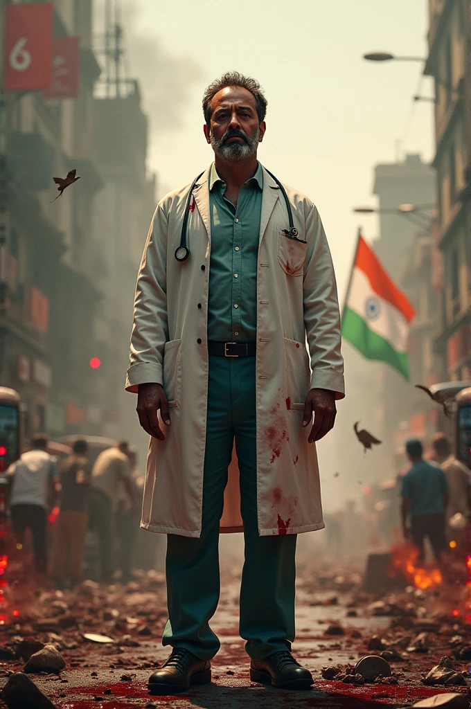 Doctor in blood on independence day