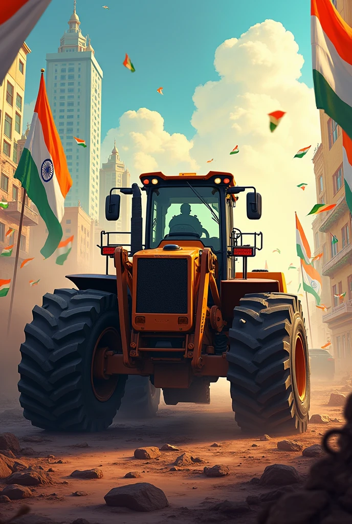 Indian independence celebrate loader machine 
