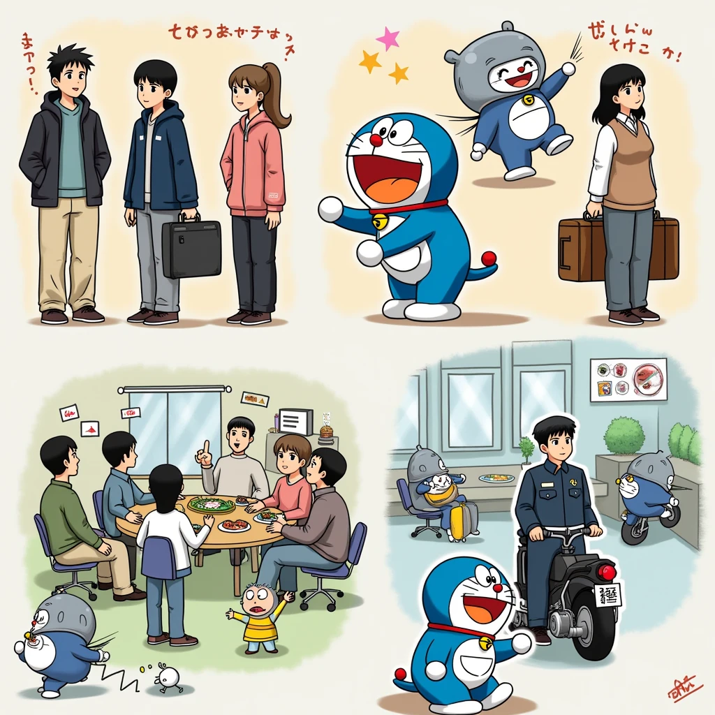 The world in 2025
People wearing Doraemon's clothes々
You don't need luggage when traveling。Taking out luggage from a 4th dimensional pocket。
The police are robots doing the button1change the layout of the room。transforms into a Chiikawa or Pokémon party room。
Food is delivered by motorcycle robots
Work is done online。