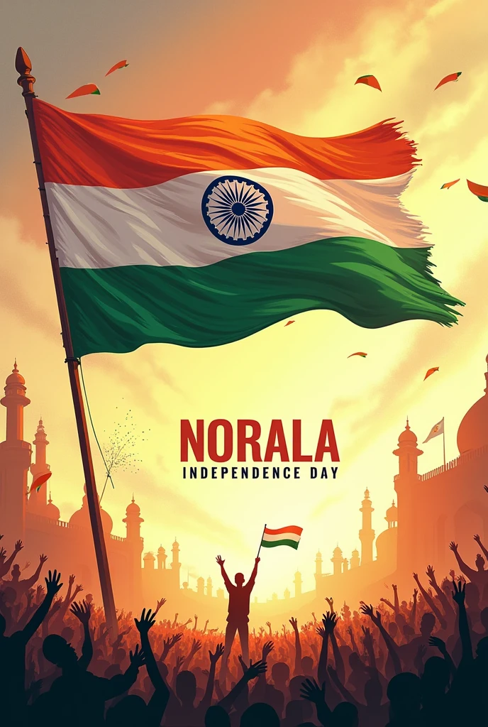 Happy independent day in indain flag i middel tag line NORALA