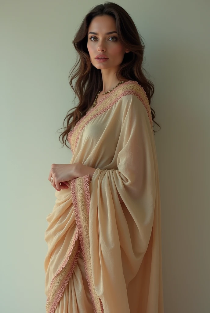 Angelina Jolie full body in loosen Saree