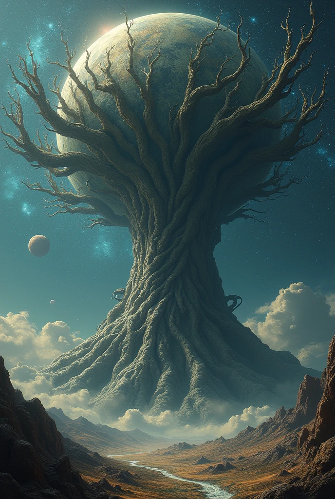 (Highest quality), (masterpiece), (High resolution), (Intricate details:0.2),Planet-eating Tree、From above、